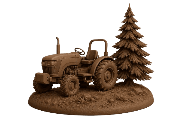 Landys 3D tractor on a plot of land